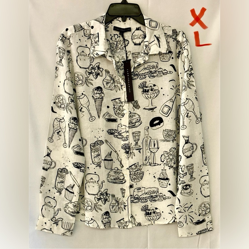 Jane and Delancey Black and White Graphic Print Top
